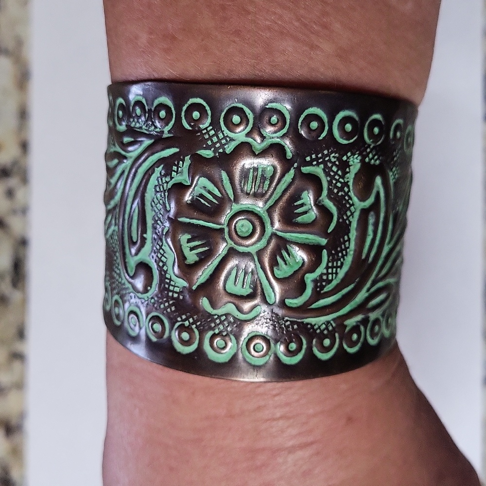 Boho Turquoise Metal Cuff Bracelet